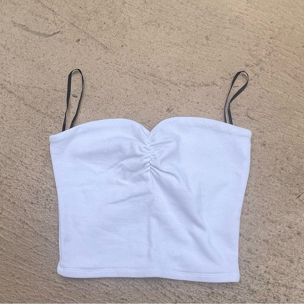 White Scrunched Cropped Tube Top